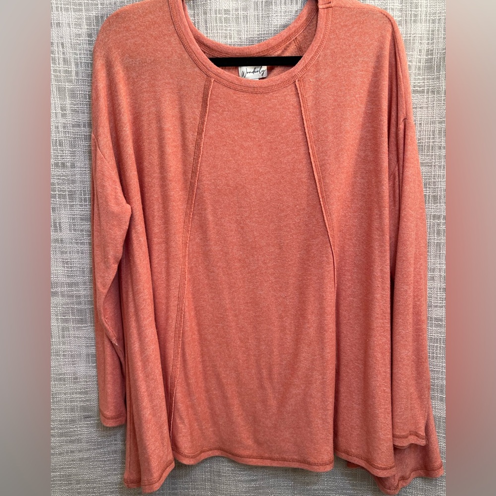 Flowy loungewear top, fall pumpkin sweater